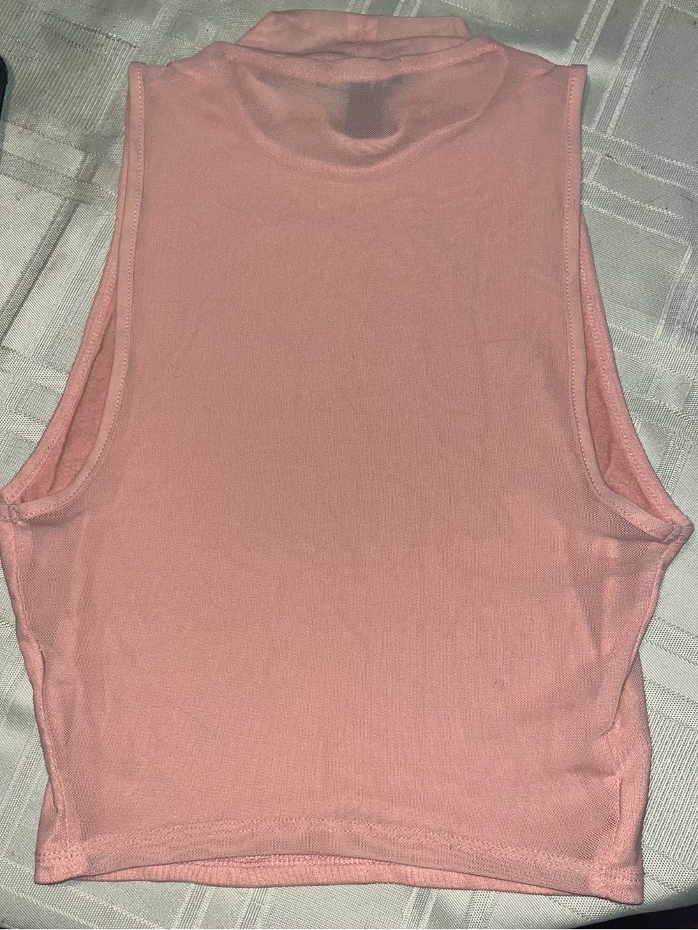 Forever 21 Women's Mock Neck Sleeveless Mesh Crop Top - Pink - Picture 2 of 3